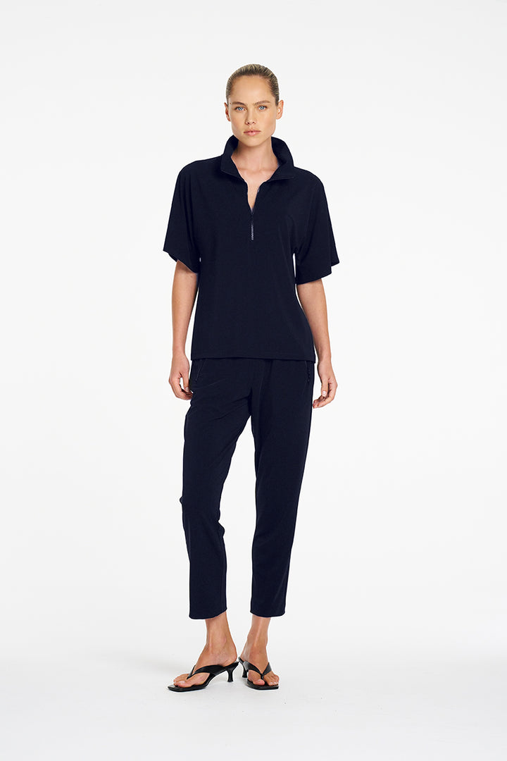 Mela Purdie Zip Flute Top - Navy