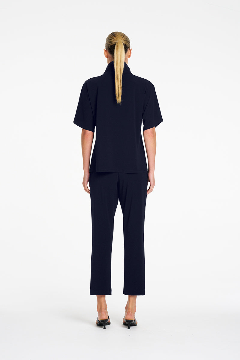 Mela Purdie Zip Flute Top - Navy
