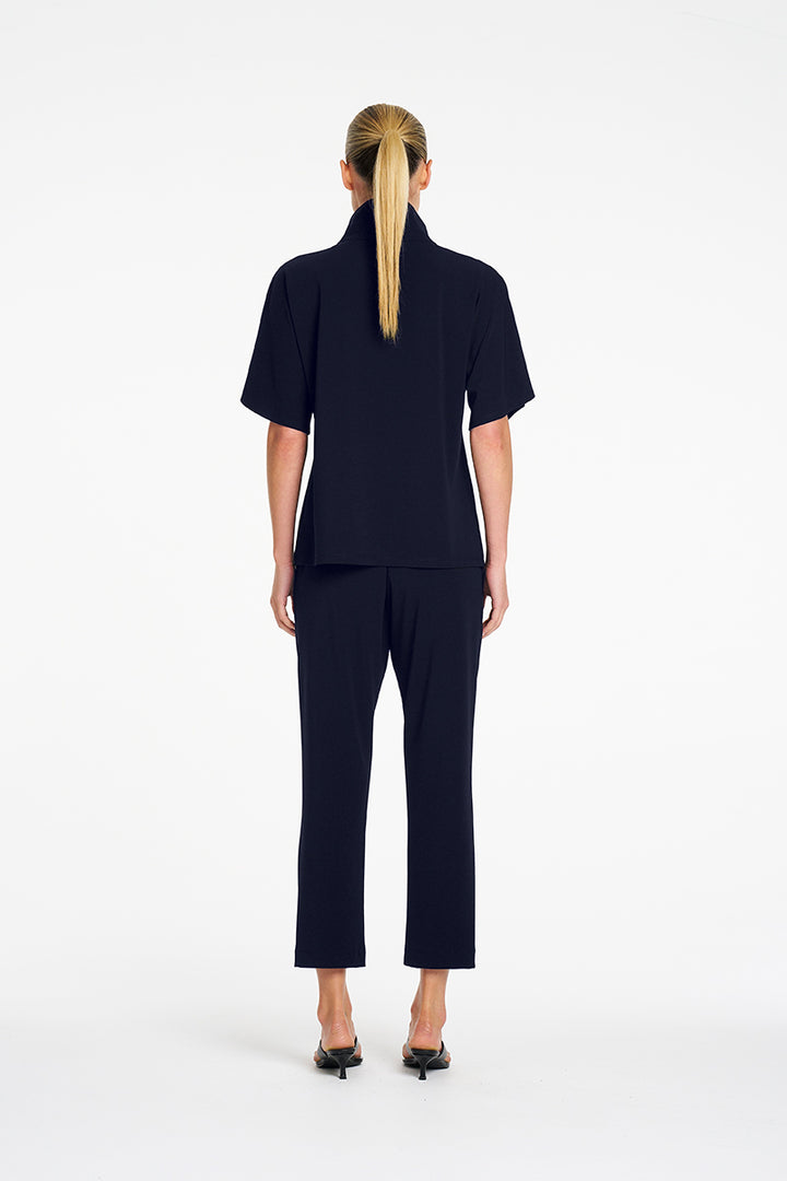 Mela Purdie Zip Flute Top - Navy