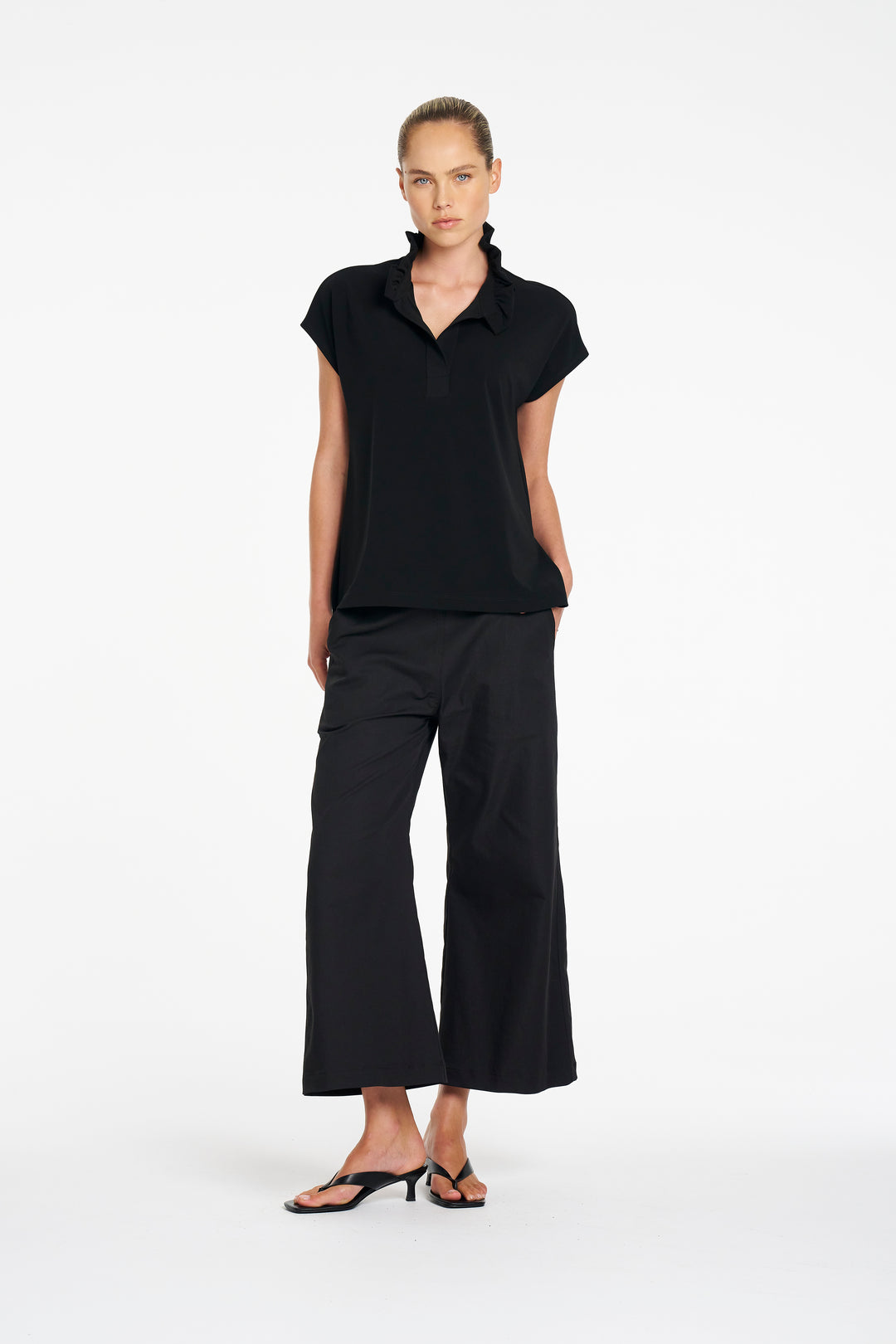 Mela Purdie Crop Flat Pant - BLK