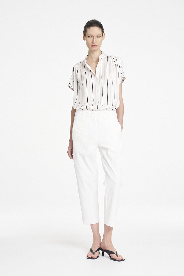 Mela Purdie Gathered Shell Shirt - Wht/Blk