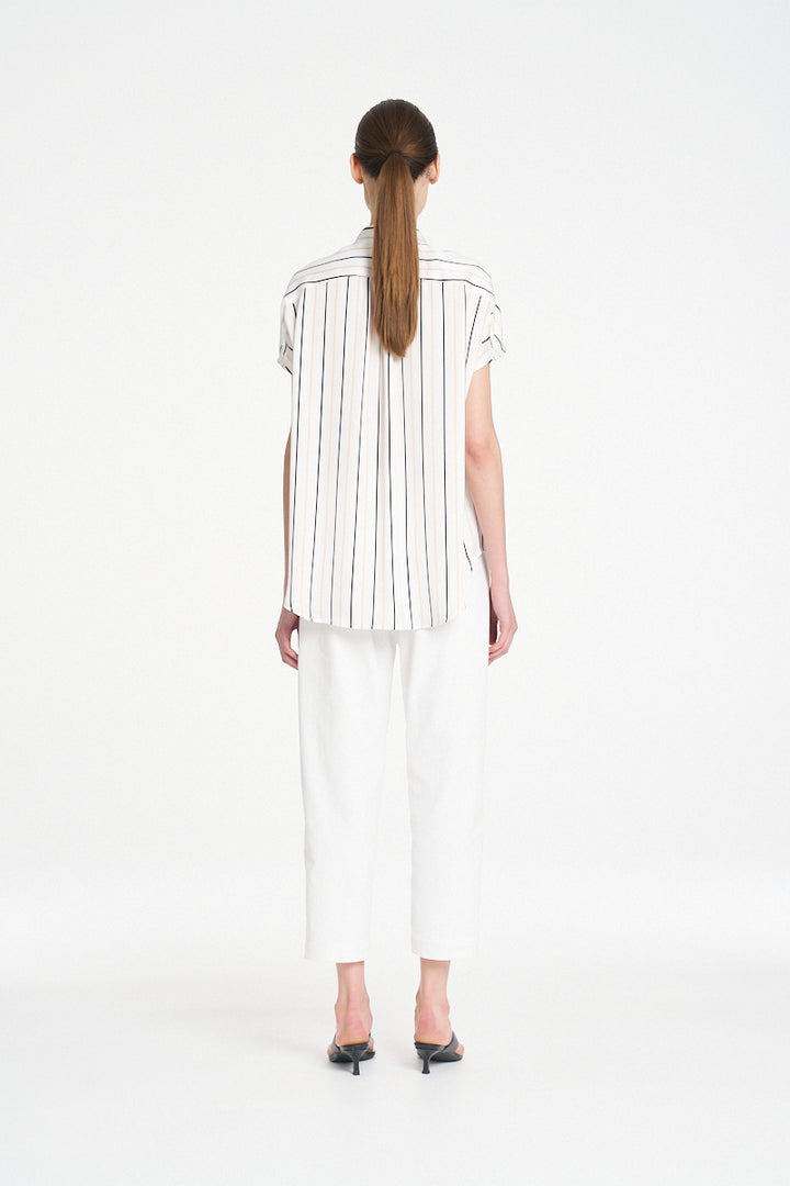 Mela Purdie Gathered Shell Shirt - Wht/Blk