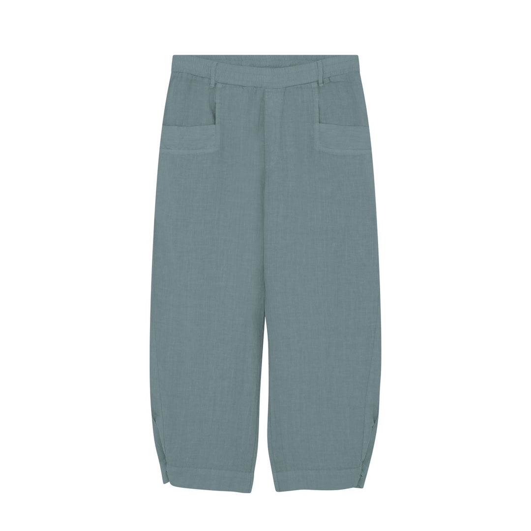 By Basics Linen Barrel Pants - Sea