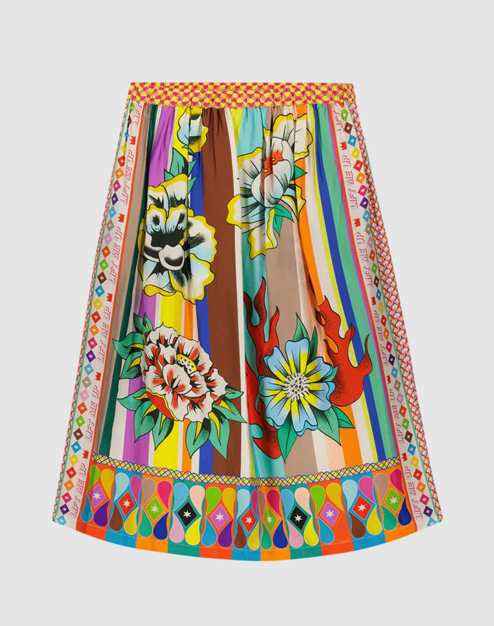 Me369 Vanessa Flower Printed Midi Skirt