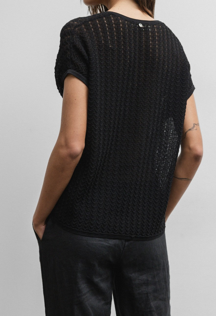 Mos Mosh Shani Plain V-neck Knit top