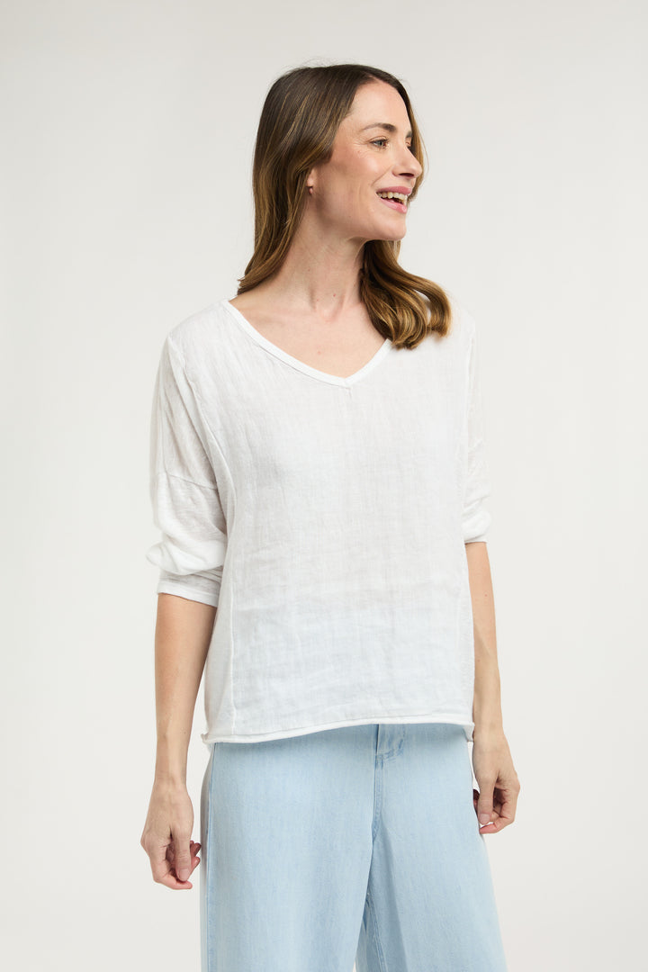 Love From Italy Calypso LS top - WH