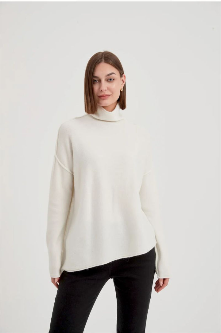 Tirelli Exposed Seam Funnel Neck Knit