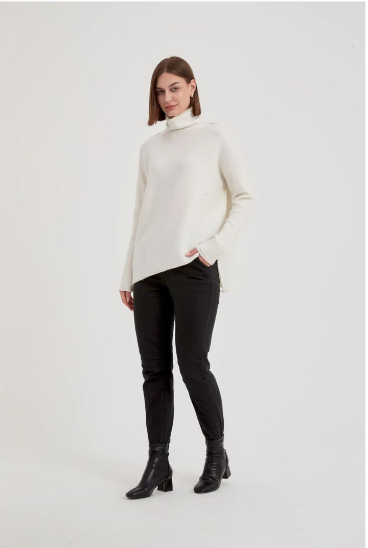 Tirelli Exposed Seam Funnel Neck Knit