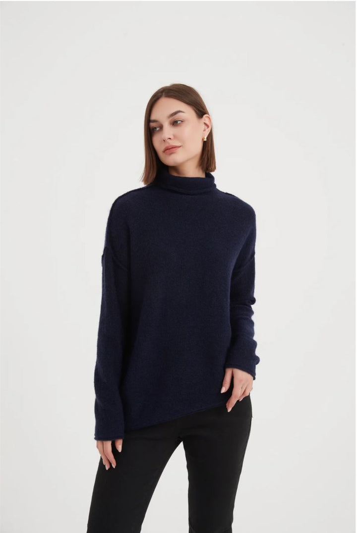 Tirelli Exposed Seam Funnel Neck Knit