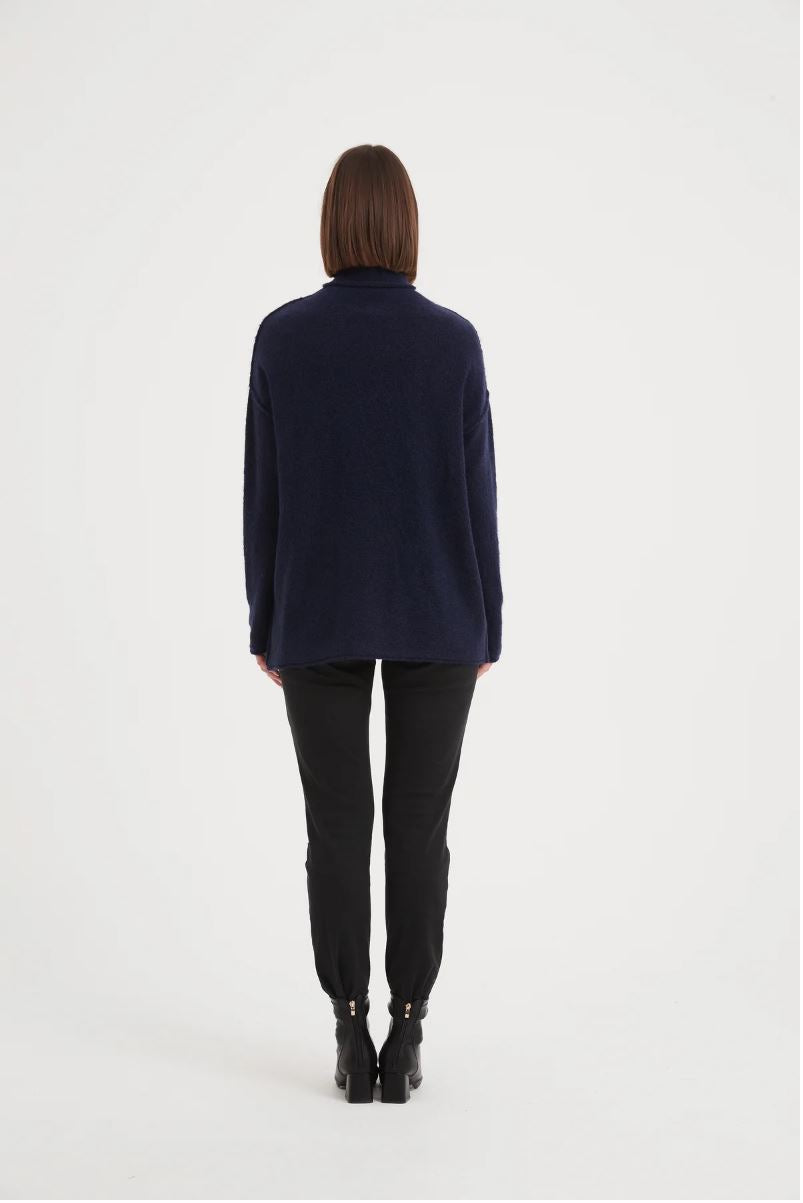 Tirelli Exposed Seam Funnel Neck Knit