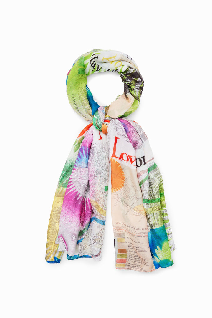 Desigual Rectangular map collage Scarf