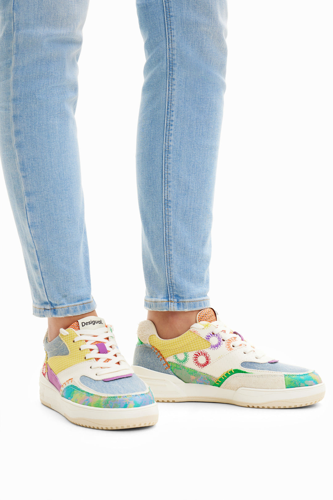 Desigual Retro multicolour patchwork sneakers