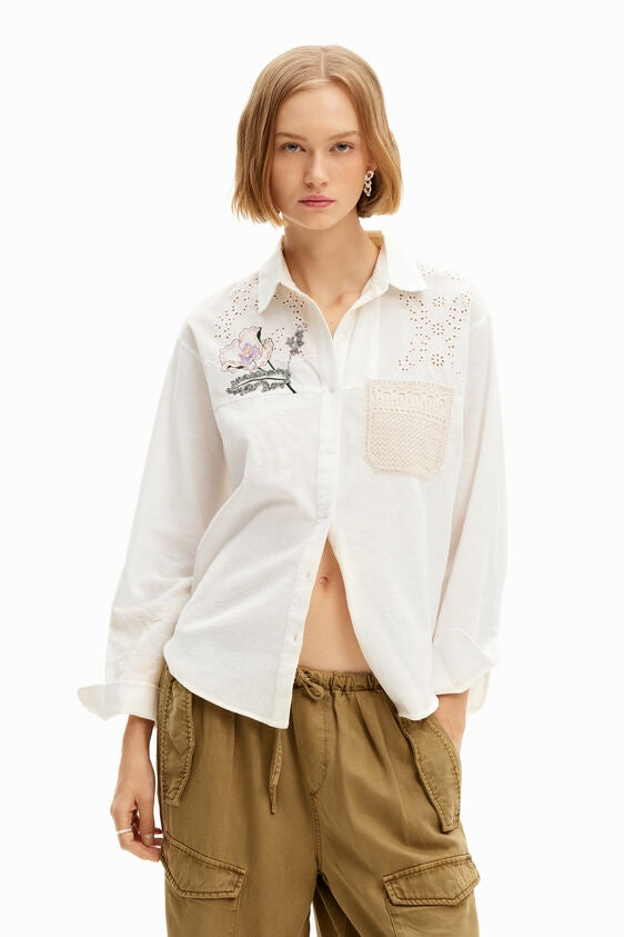 Desigual Crochet linen shirt