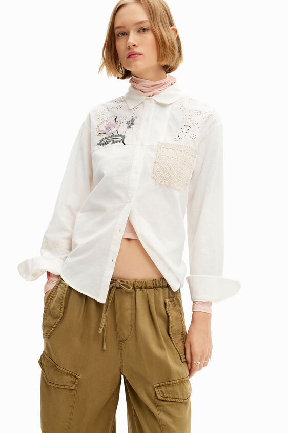 Desigual Crochet linen shirt