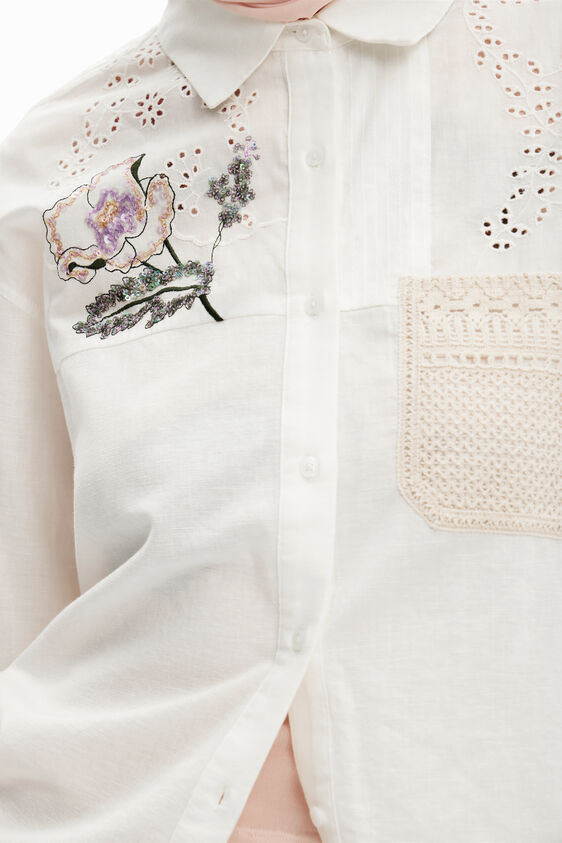 Desigual Crochet linen shirt