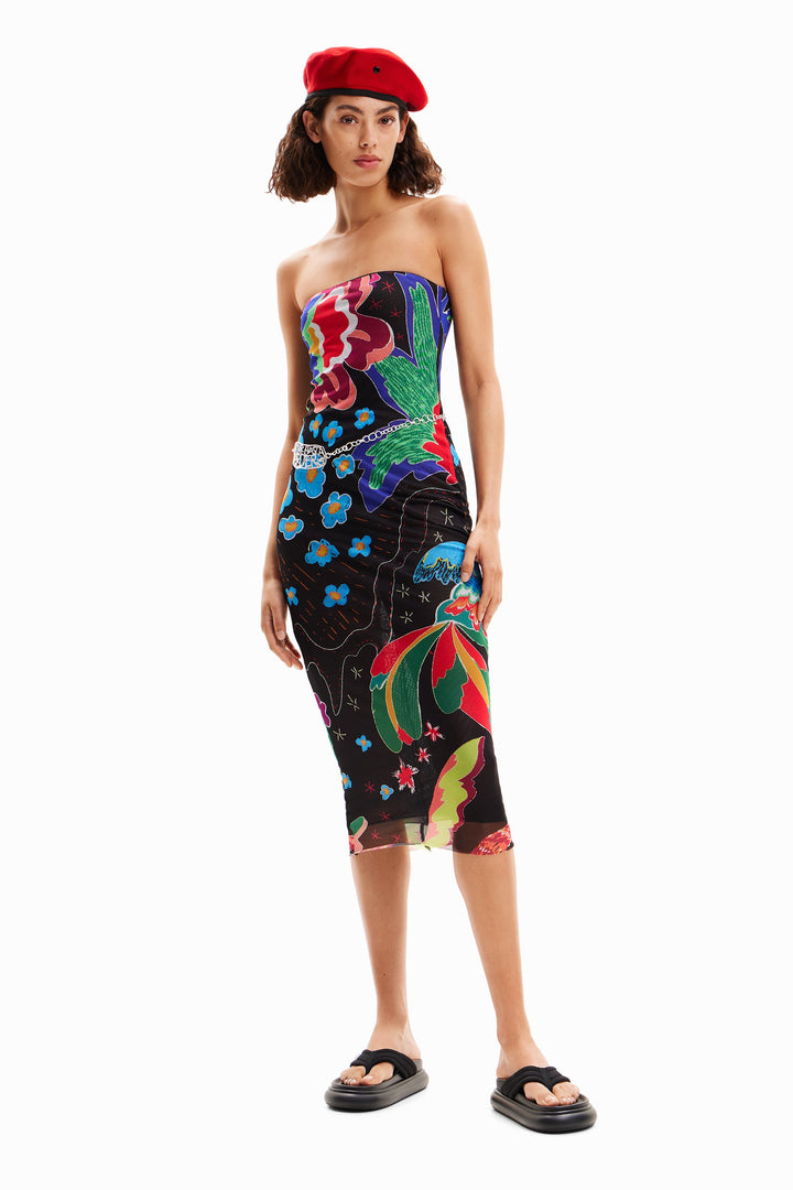 Desigual Jungle design bandeau midi dress