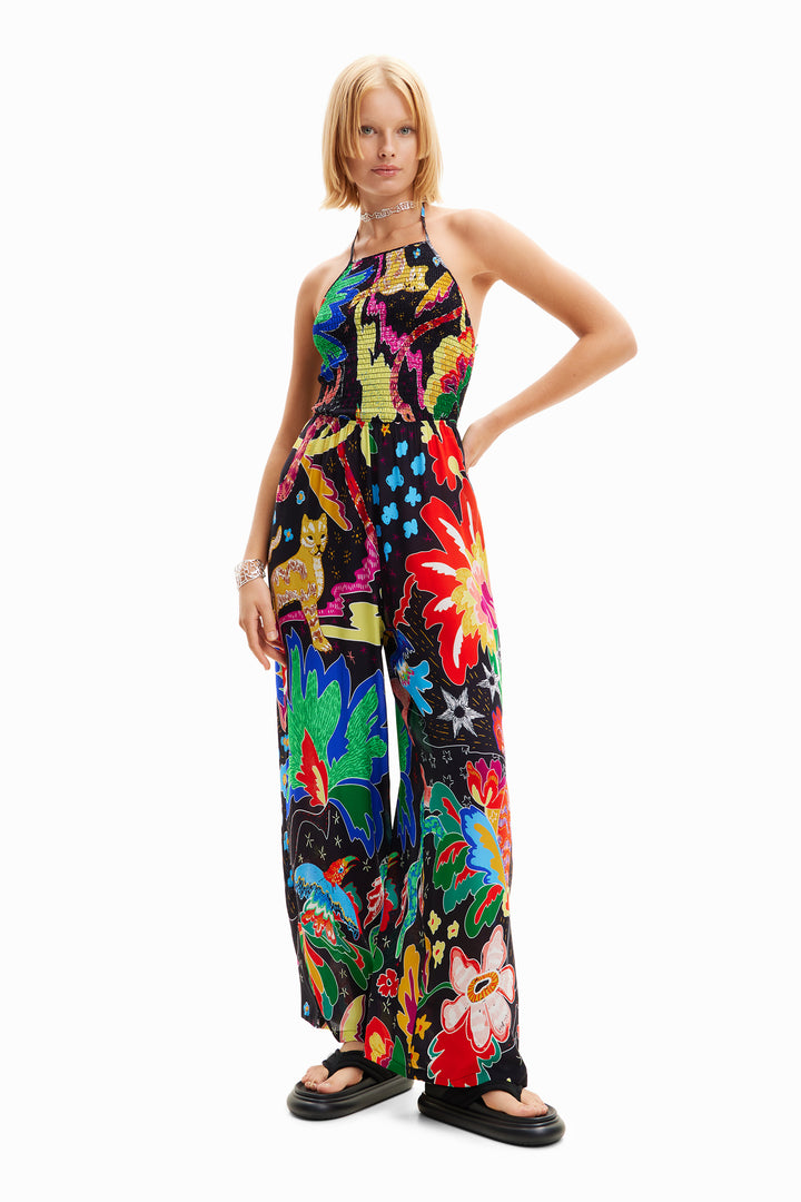 Desigual Jungle design halter neck jumpsuit