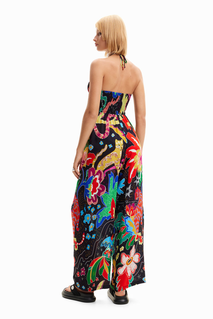 Desigual Jungle design halter neck jumpsuit