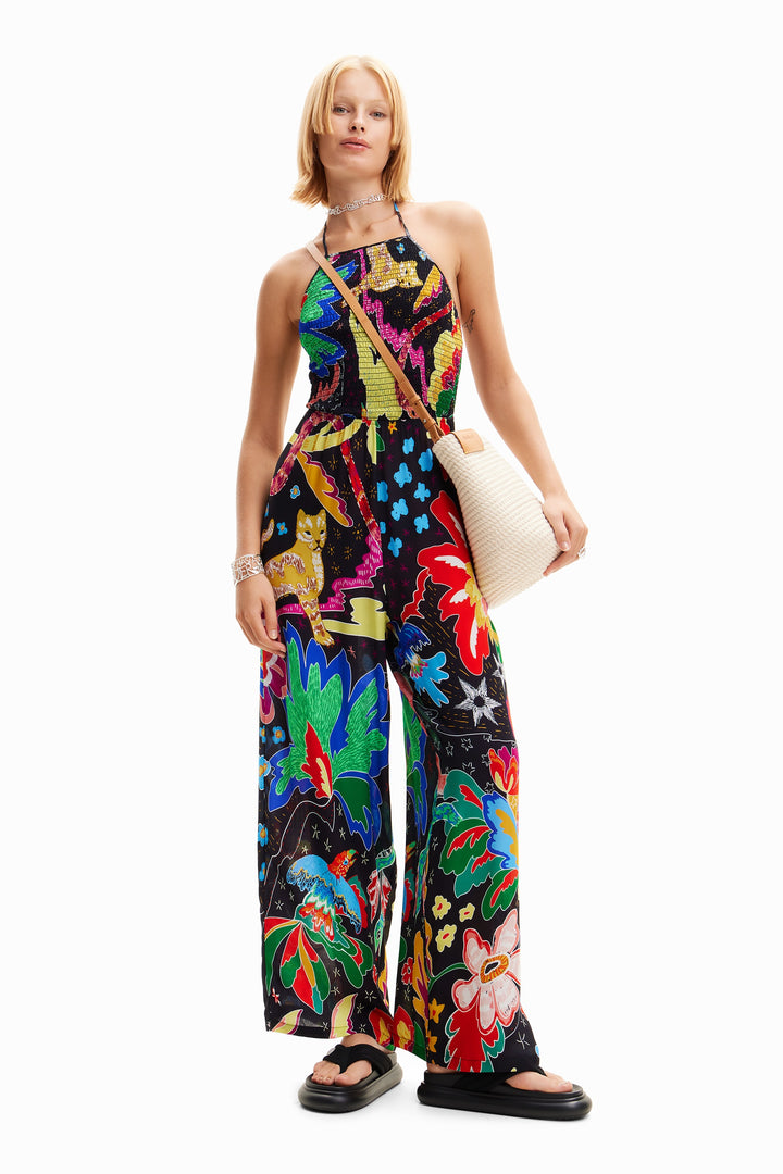 Desigual Jungle design halter neck jumpsuit