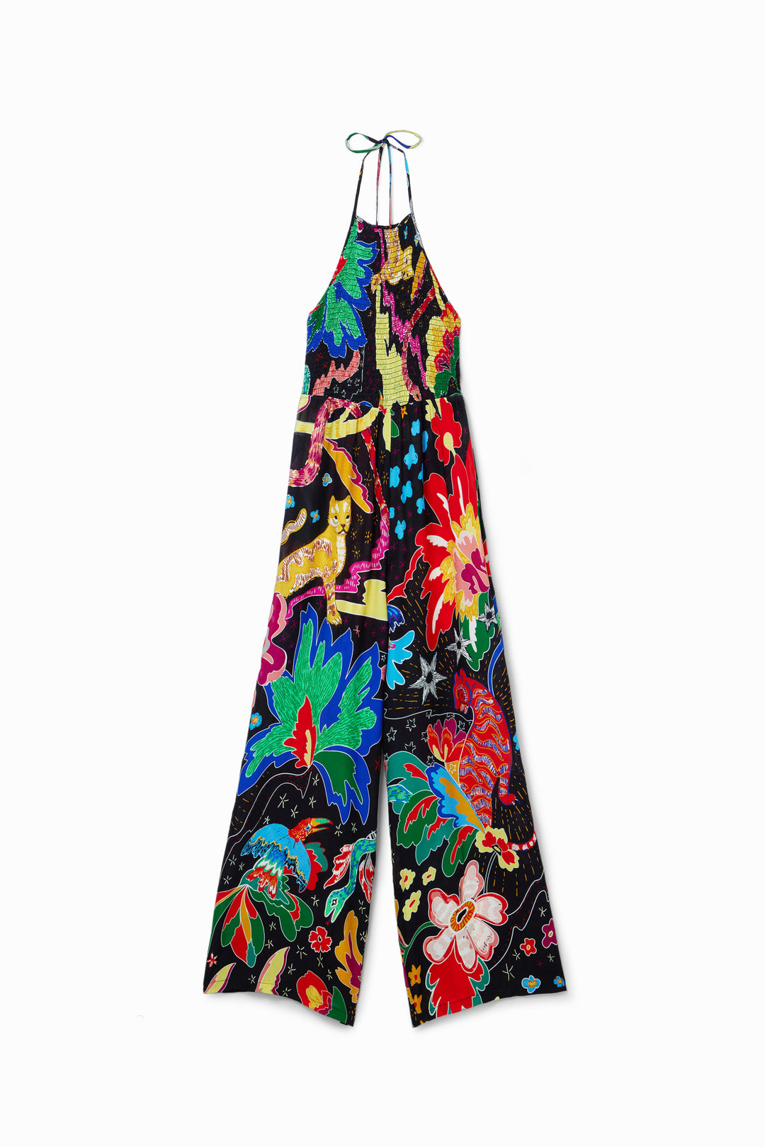 Desigual Jungle design halter neck jumpsuit