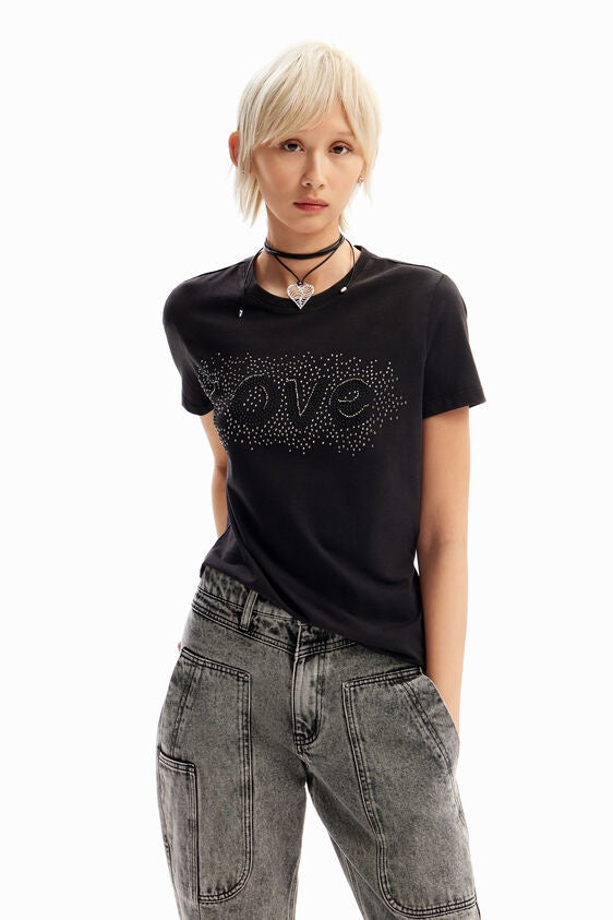 Desigual Rhinestone Love T-shirt