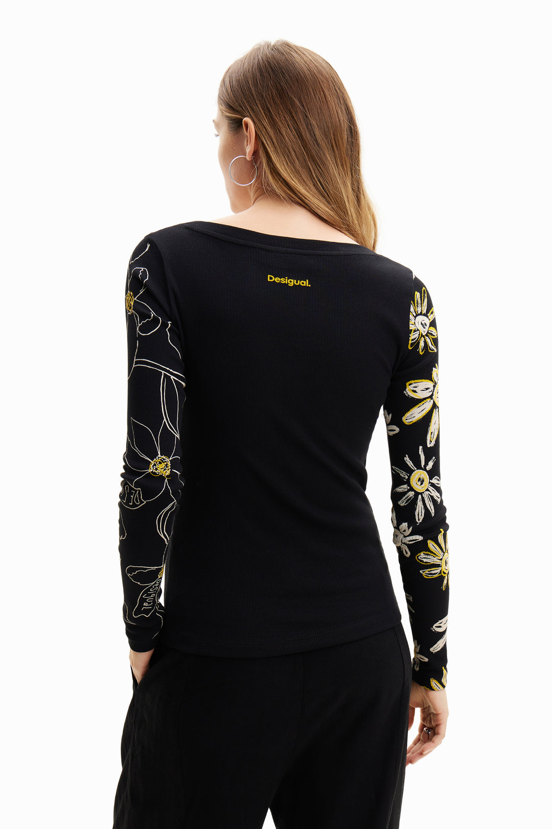 Desigual Ribbed floral T-shirt