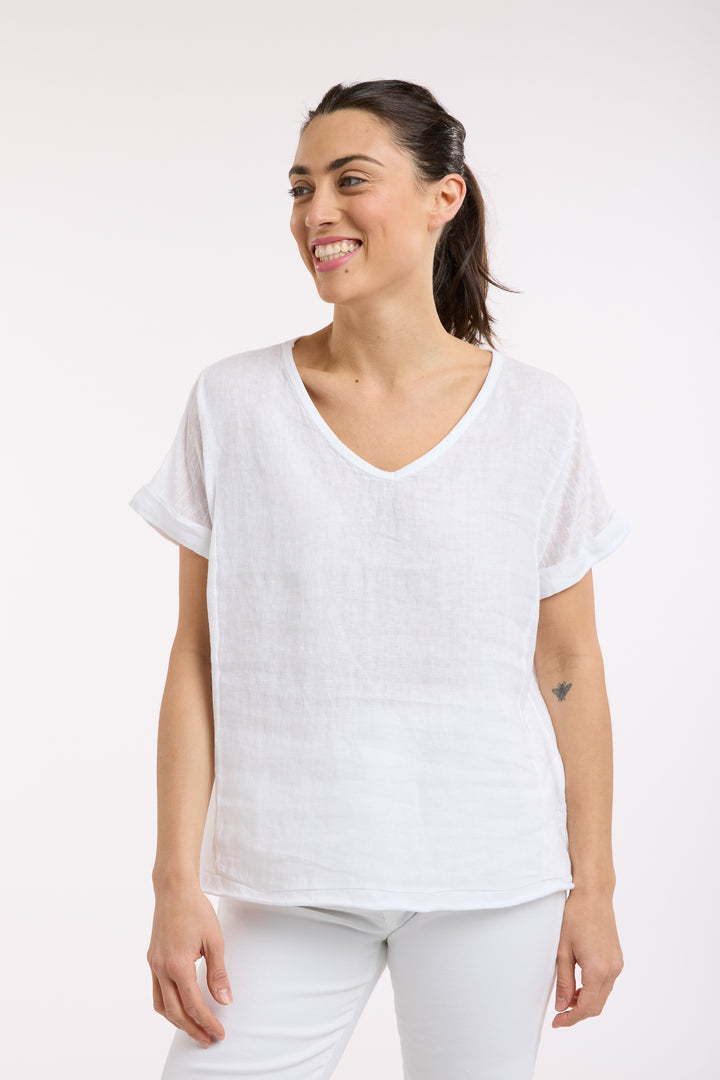 Love From Italy Calypso SS Top- WH