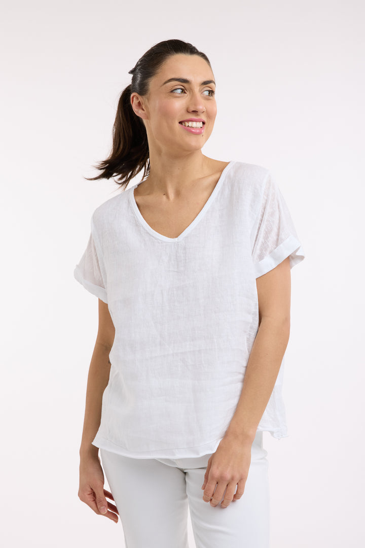 Love From Italy Calypso SS Top- WH