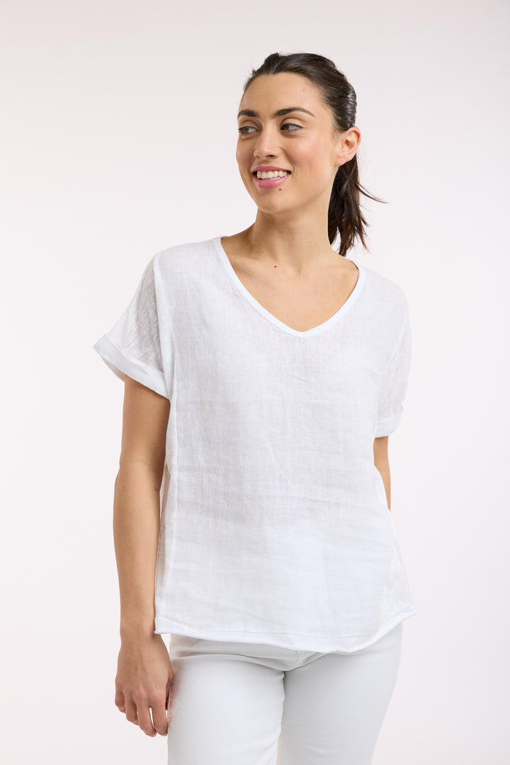 Love From Italy Calypso SS Top- WH