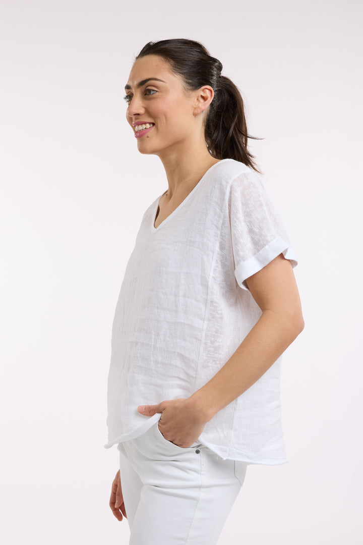 Love From Italy Calypso SS Top- WH