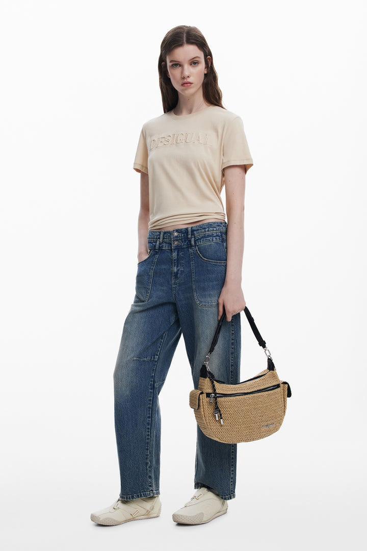 Desigual Raffia Shoulder Bag