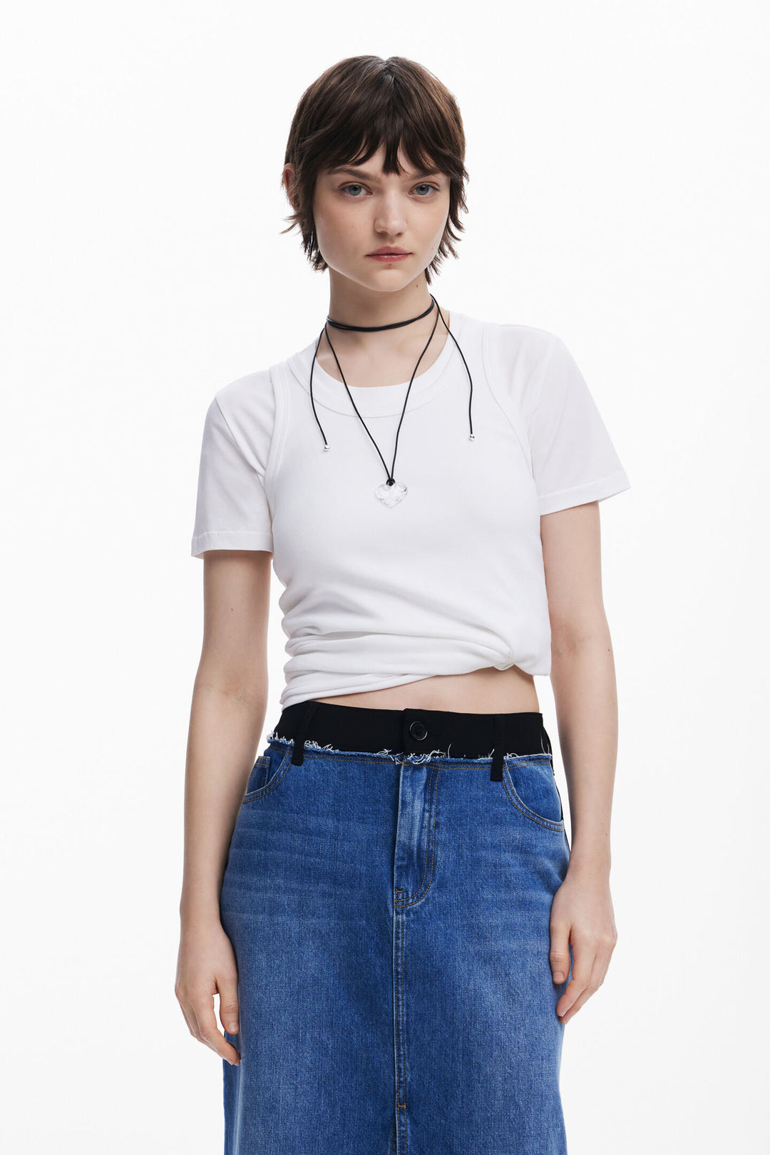 Desigual Cervantes Two-Tone Pencil Skirt