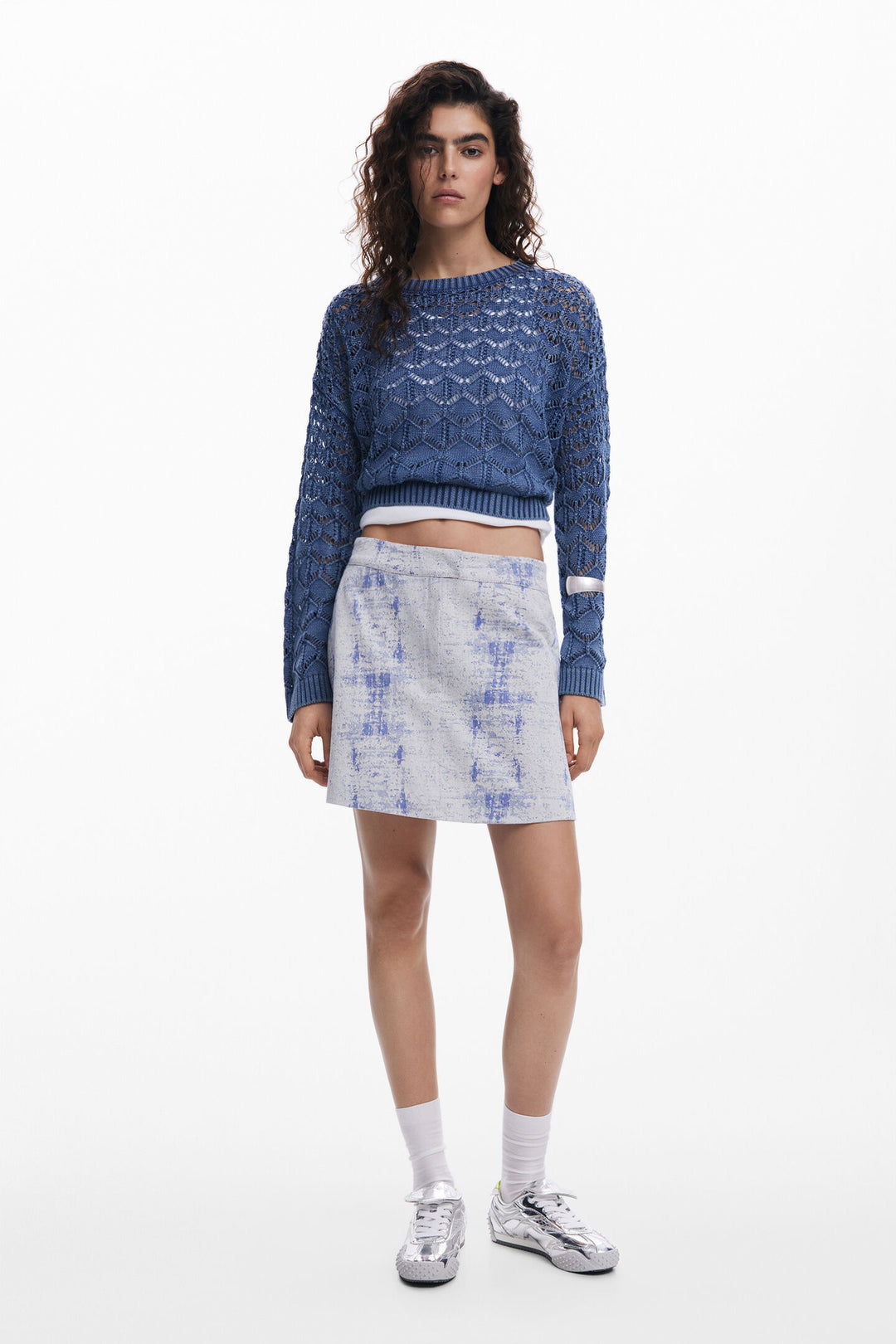 Desigual Reine Cropped Openwork Sweater