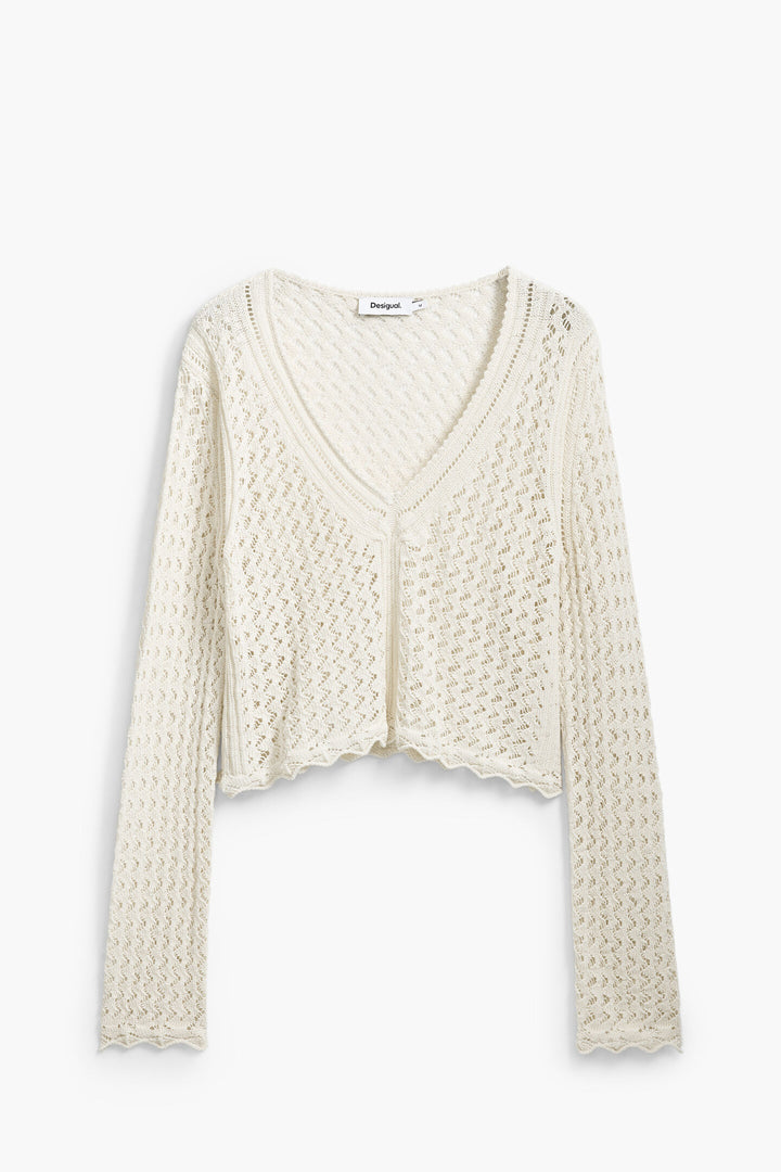 Desigual Flam Cropped Openwork Sweater