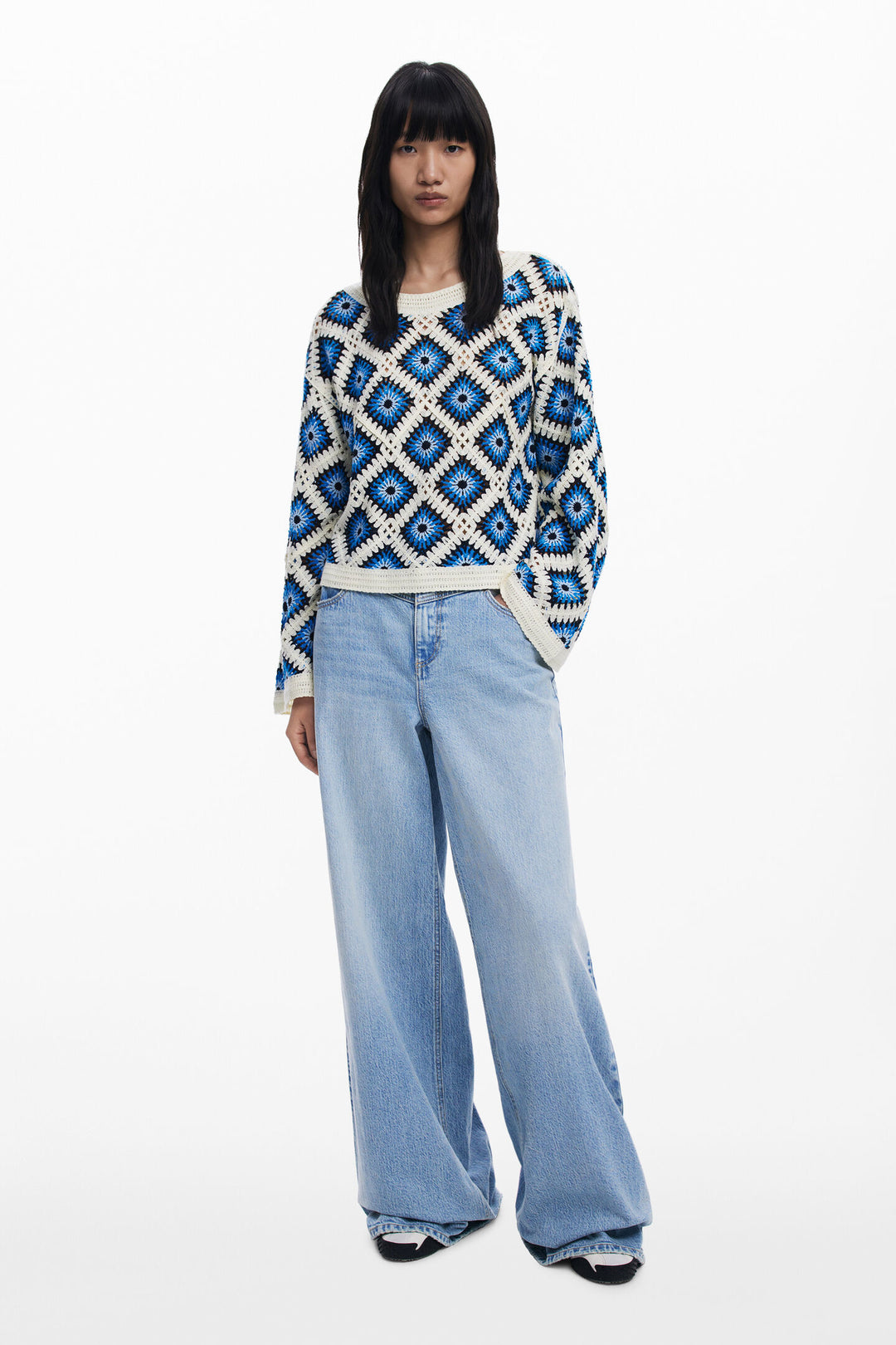 Desigual Demis Multicolor Crochet Sweater