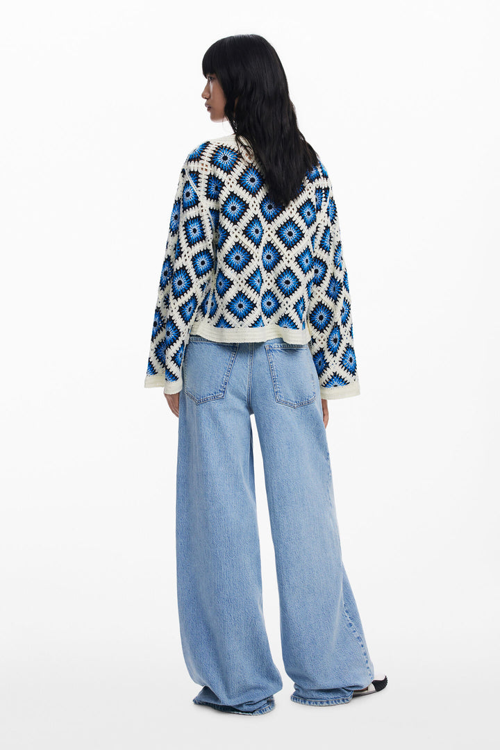 Desigual Demis Multicolor Crochet Sweater