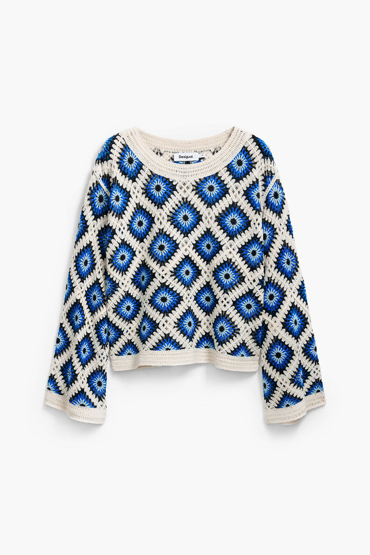 Desigual Demis Multicolor Crochet Sweater
