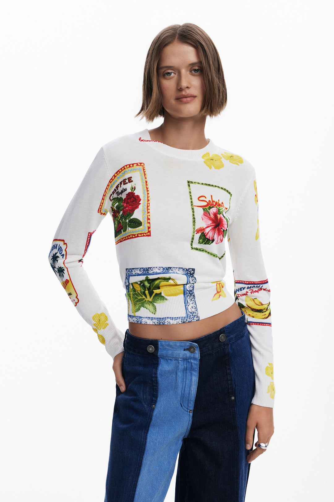 Desigual Tampere Tropical Stamps Sweater