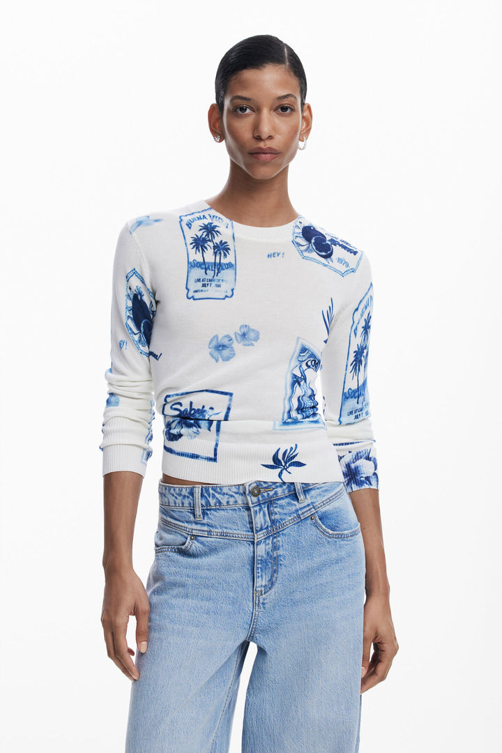 Desigual Tampere Tropical Stamps Sweater
