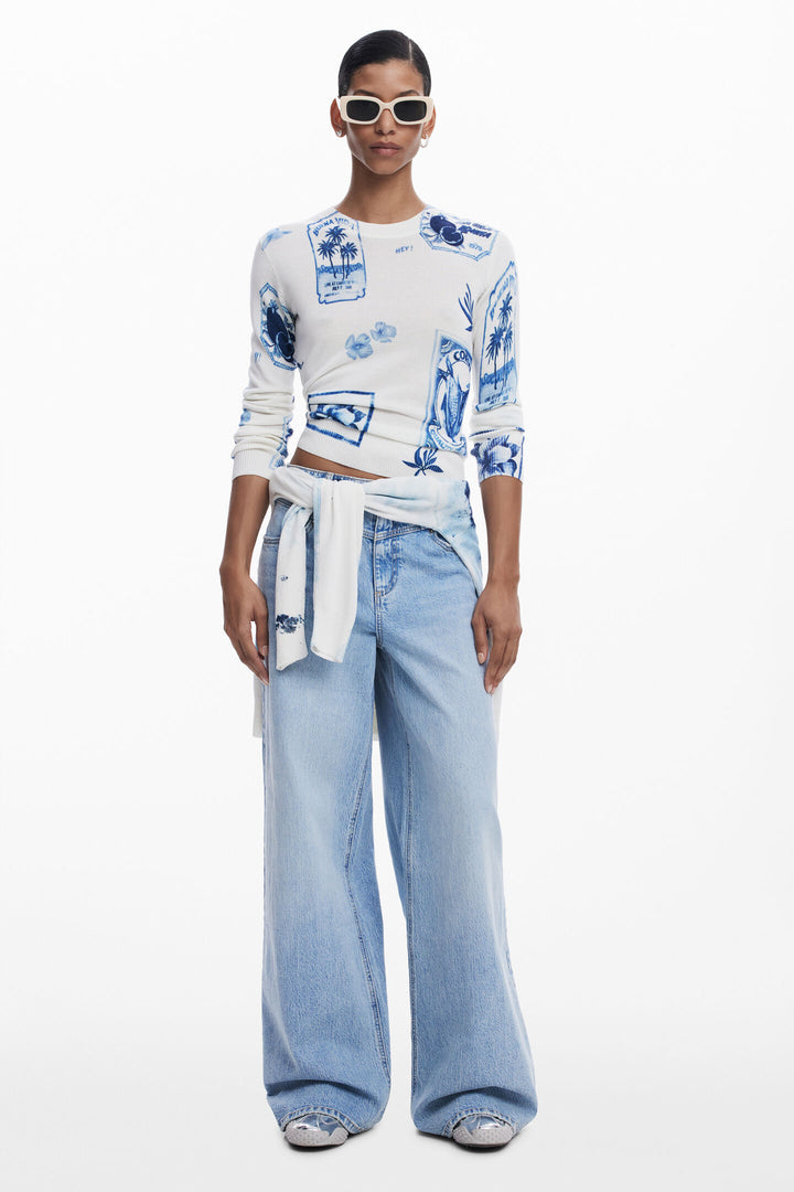 Desigual Tampere Tropical Stamps Sweater