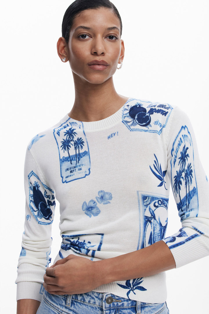 Desigual Tampere Tropical Stamps Sweater