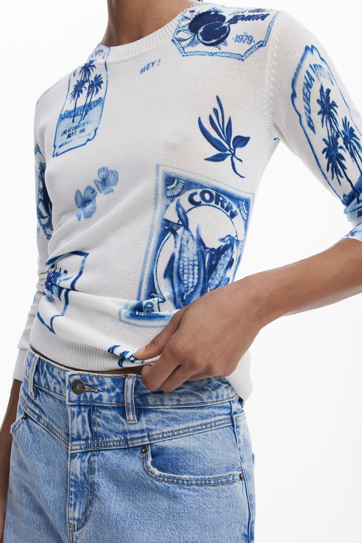 Desigual Tampere Tropical Stamps Sweater