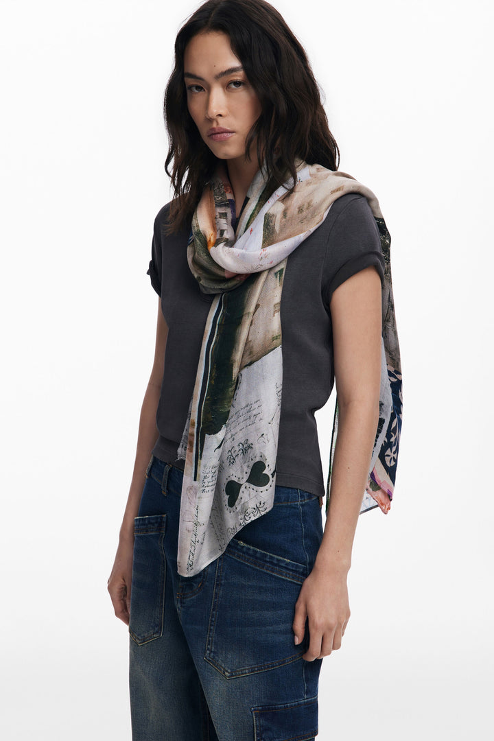 Desigual Rectangular Collage Scarf