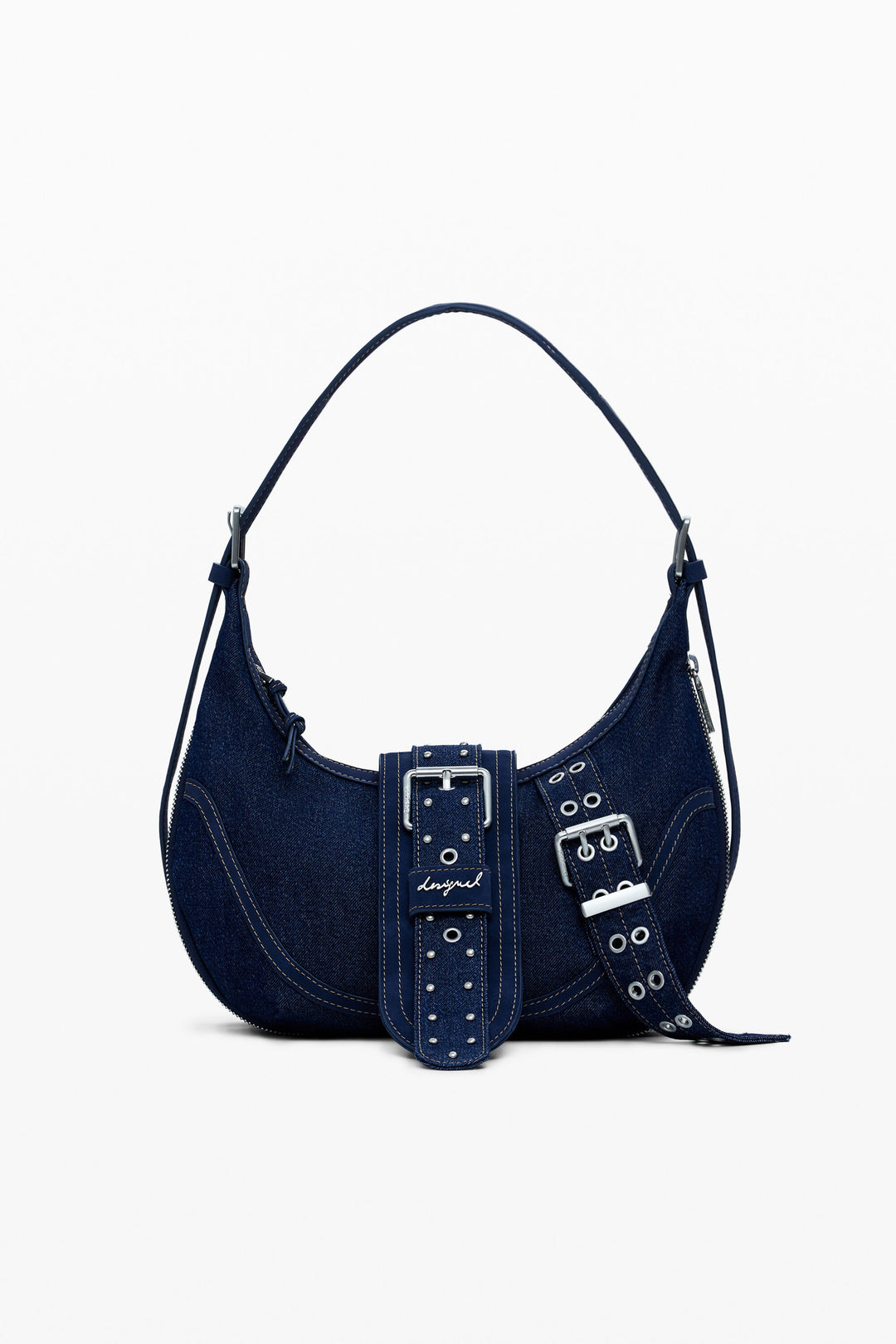 Desigual Medium Denim Bag with Buckles