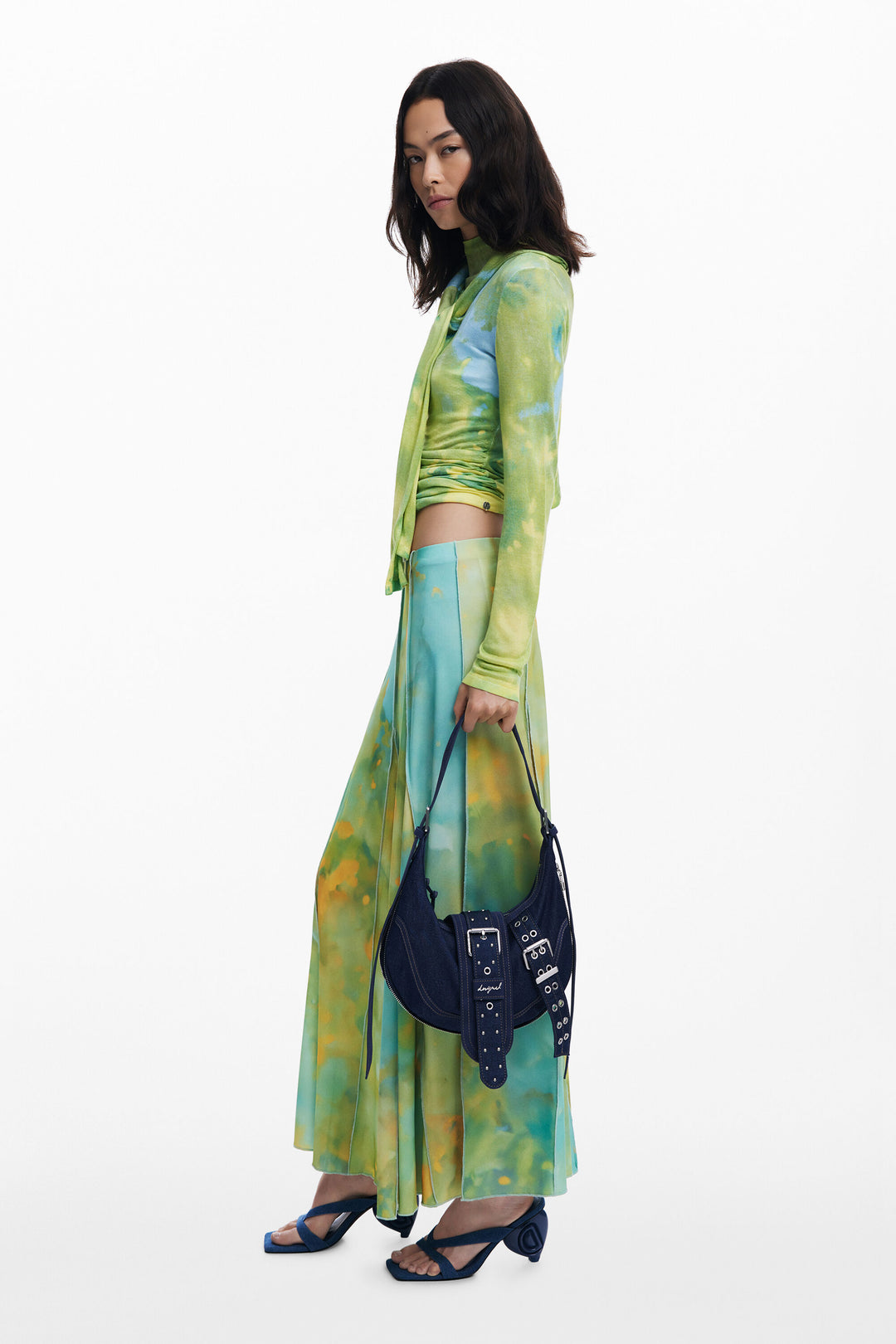 Desigual Medium Denim Bag with Buckles