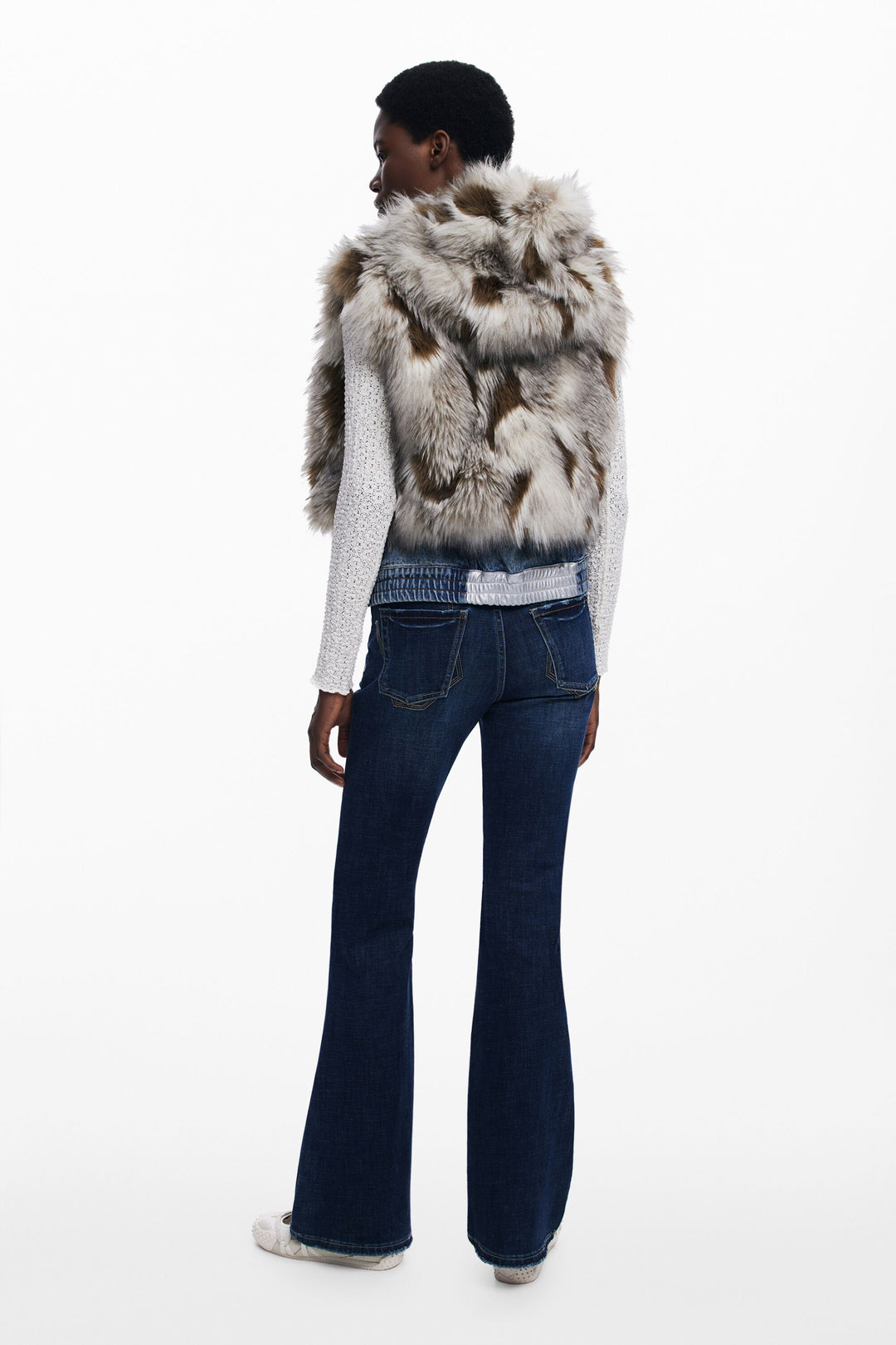 Desigual Denim Faux‑Fur Vest