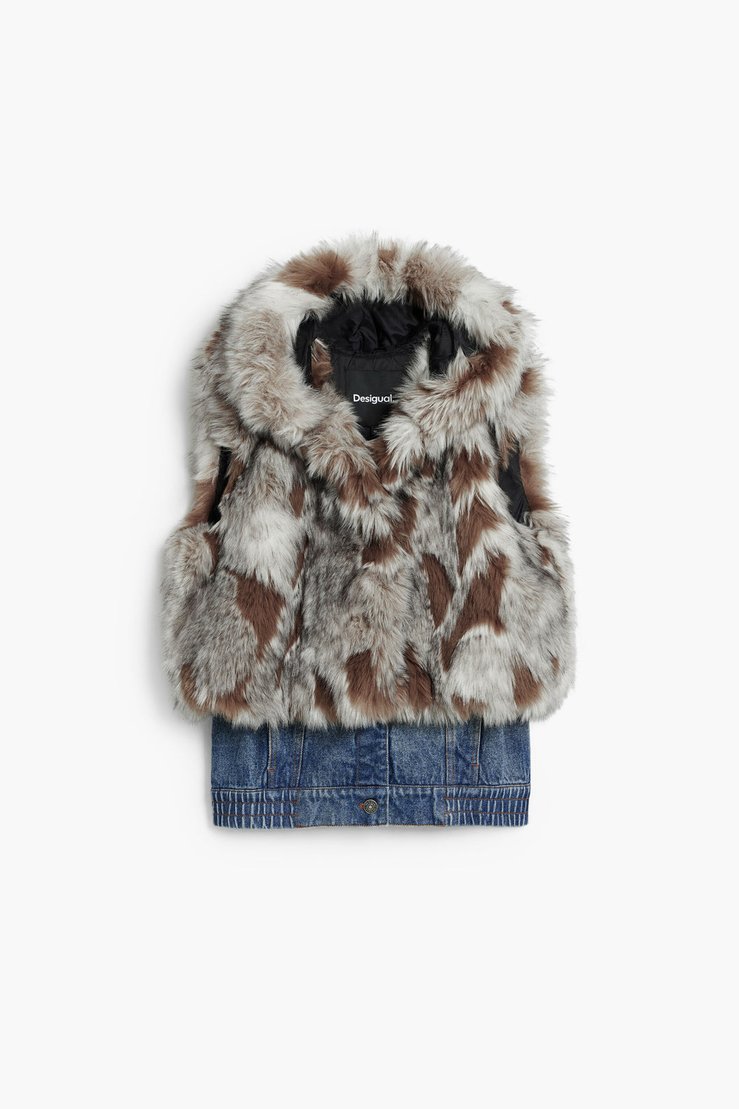 Desigual Denim Faux‑Fur Vest