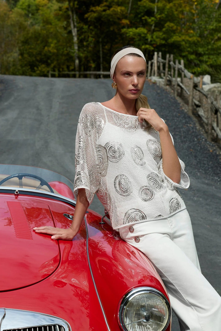 Frank Lyman Off White Gold Knit Top