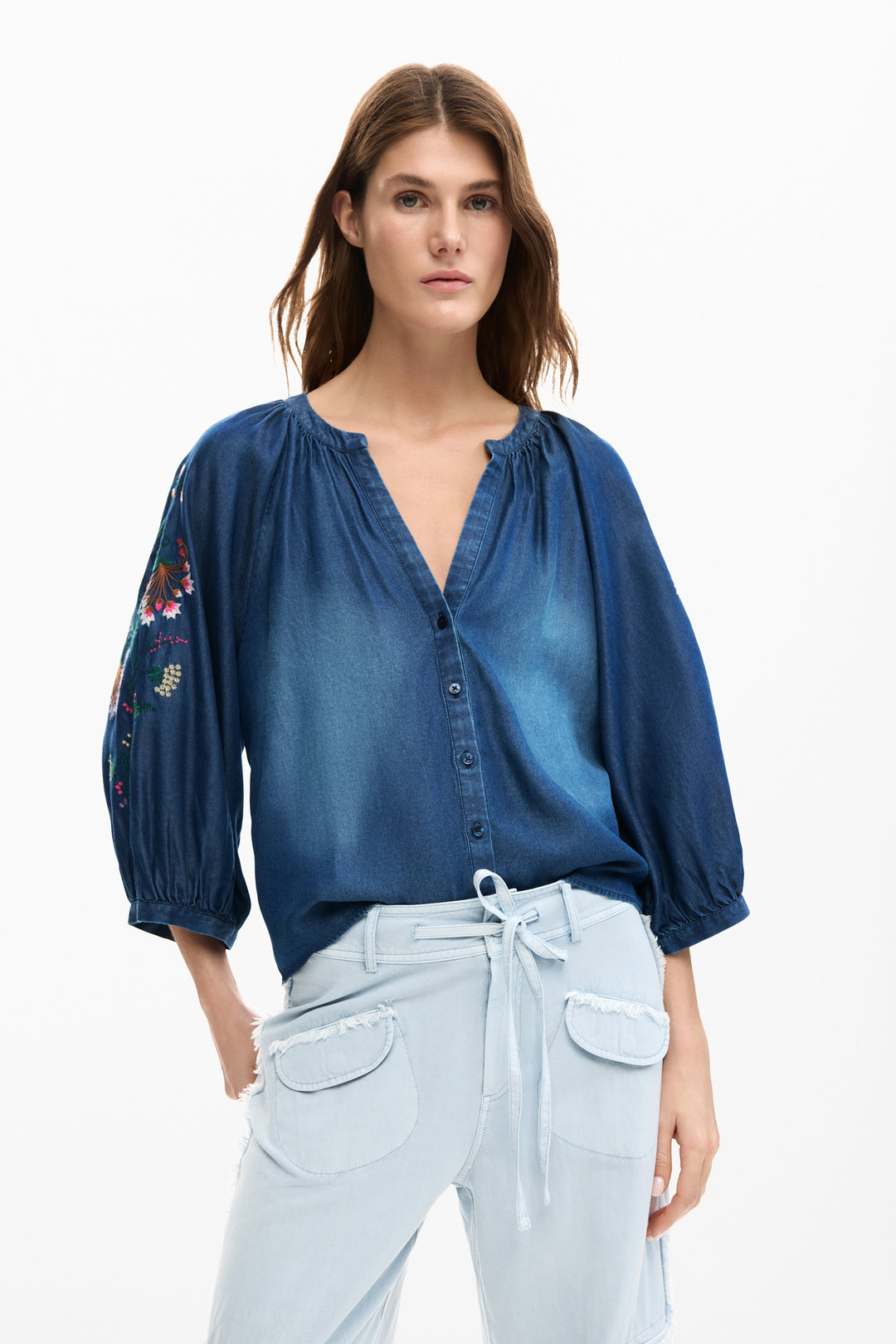 Desigual Embroidered balloon blouse