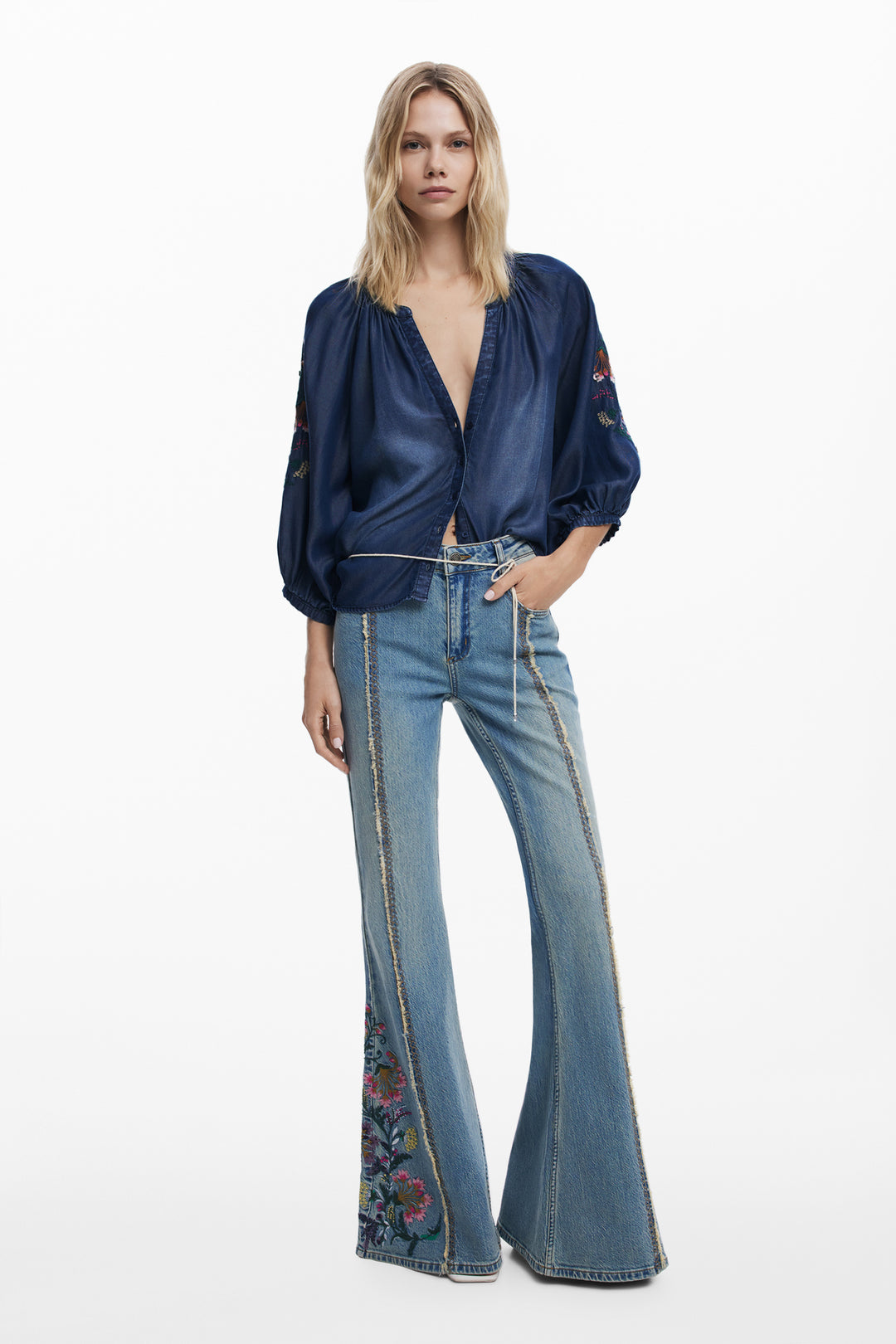 Desigual Embroidered balloon blouse